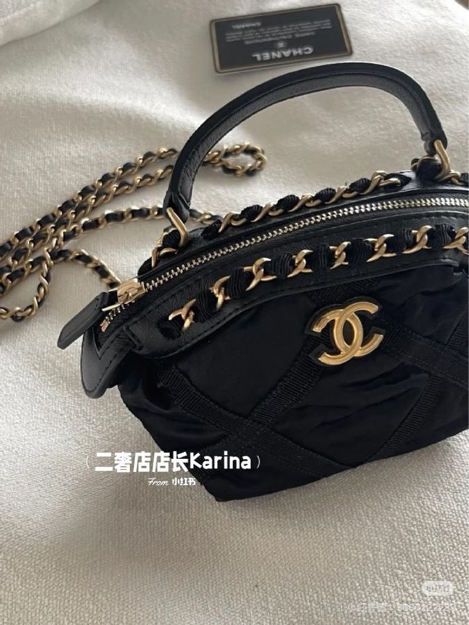 《仙闆名牌精品》Chanel 香奈兒 尼龍 羅緞 黑色 鏈帶包 小廢包 斜背包 肩背包 手提包-15