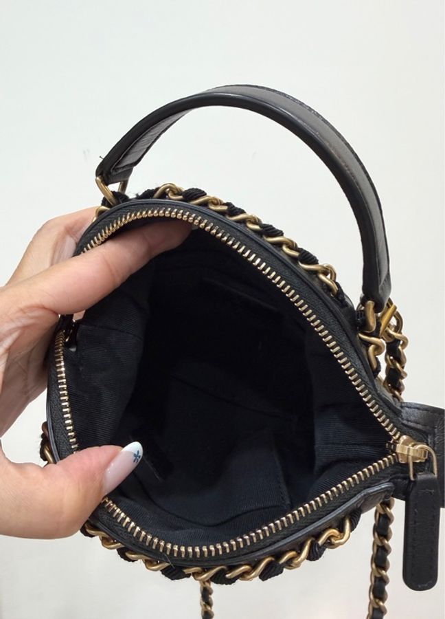 《仙闆名牌精品》Chanel 香奈兒 尼龍 羅緞 黑色 鏈帶包 小廢包 斜背包 肩背包 手提包-27