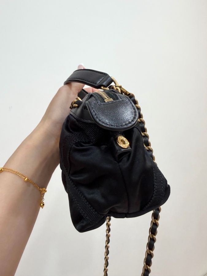 《仙闆名牌精品》Chanel 香奈兒 尼龍 羅緞 黑色 鏈帶包 小廢包 斜背包 肩背包 手提包-28