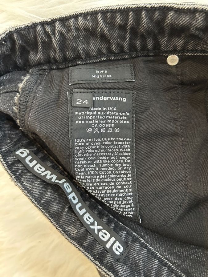 Alexander Wang深灰 牛仔抽鬚 短褲 24w-4