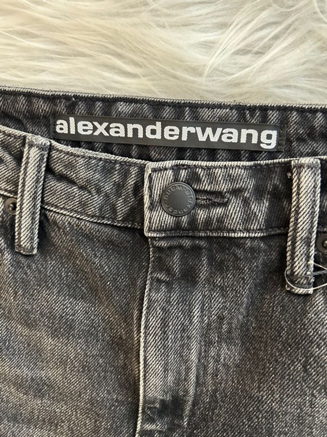 Alexander Wang深灰 牛仔抽鬚 短褲 24w-5