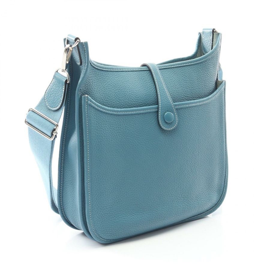 愛馬仕 Evelyne 3 PM 肩挎包 O Taurillon Clemence 藍色牛仔 SHW-1