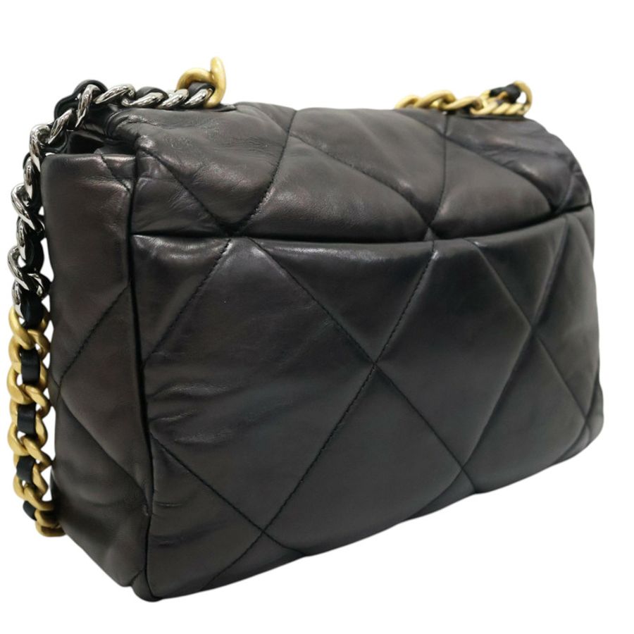 黑色 羊皮 19 Flap Bag 兩用包 金扣 (變色)【CHANEL 香奈兒】 AS1161-1
