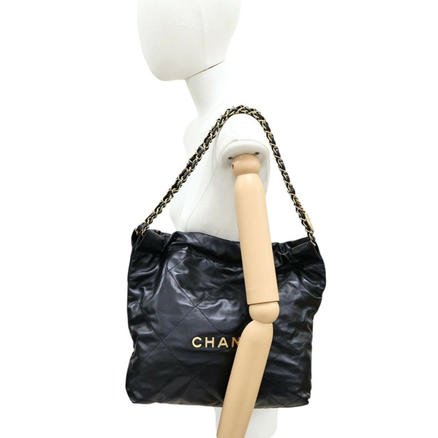黑色 牛皮 22 Small 鍊帶 肩背包【CHANEL 香奈兒】 AS3260-7