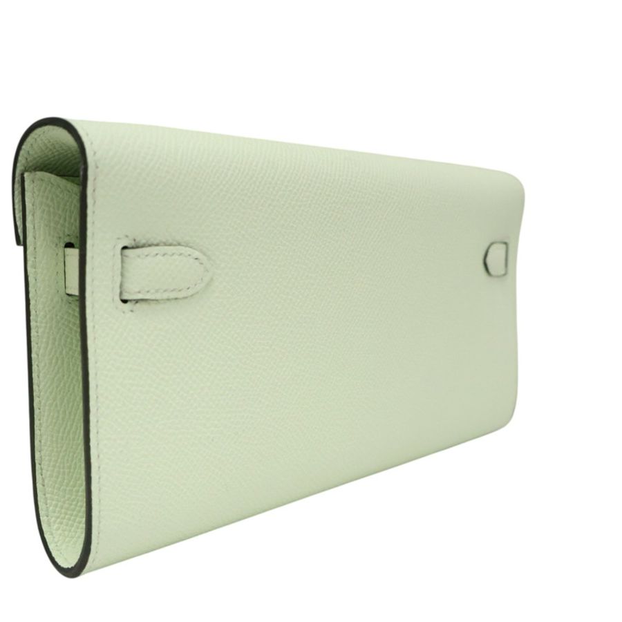 氣泡綠 Epsom牛皮 Kelly To Go Wallet 肩背包 B刻 銀釦【HERMES 愛馬仕】 H080253CK-1
