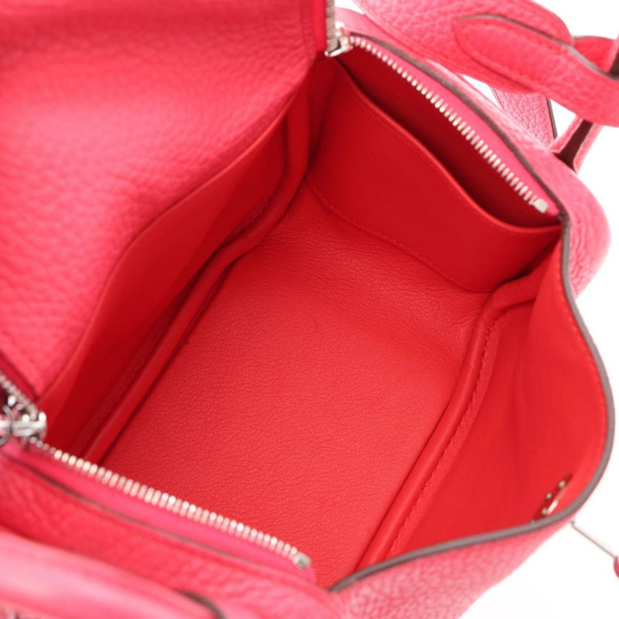 愛馬仕 Lindy 迷你肩斜背包 Y Taurillon Clemence Rose extreme SHW-2