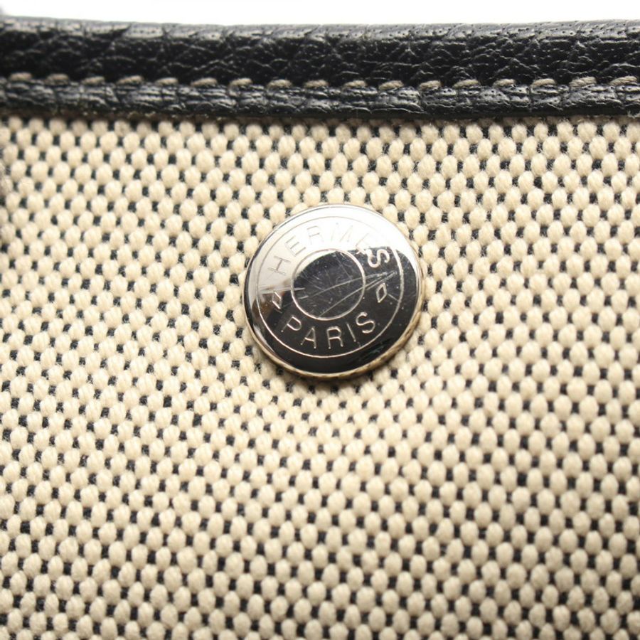 HERMES Garden Party PM Bolduc Ribbon 手提包 Toile H Toile H 皮革 米色 SHW-11