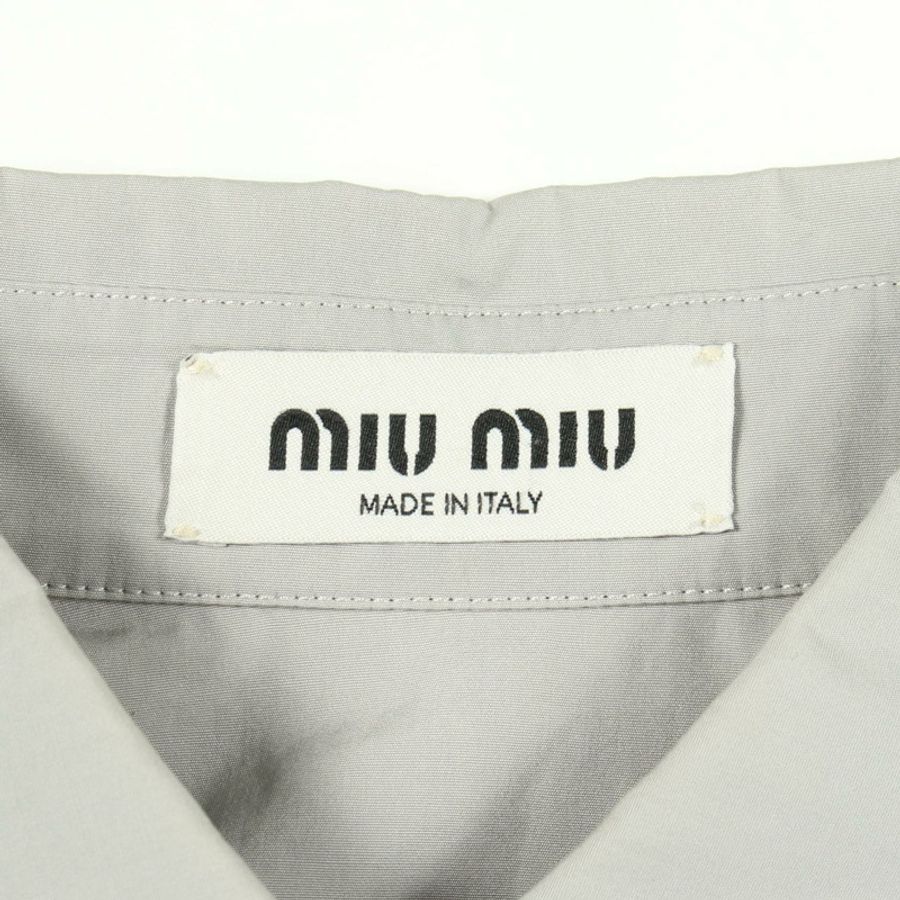 Miu Miu 標誌刺繡羈扣長袖府綢襯衫 #36 棉質 二手-2