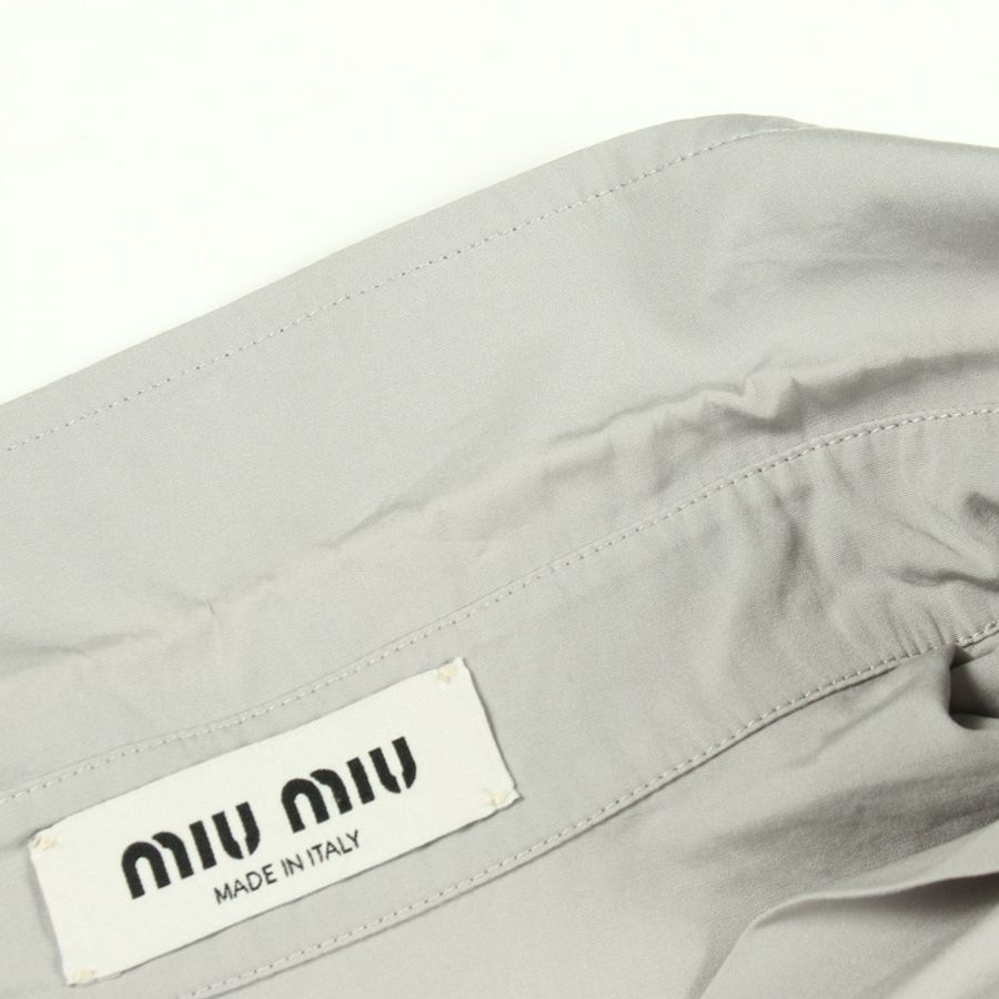 Miu Miu 標誌刺繡羈扣長袖府綢襯衫 #36 棉質 二手-5