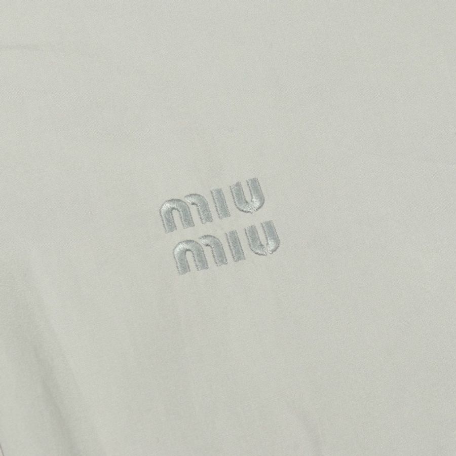 Miu Miu 標誌刺繡羈扣長袖府綢襯衫 #36 棉質 二手-8