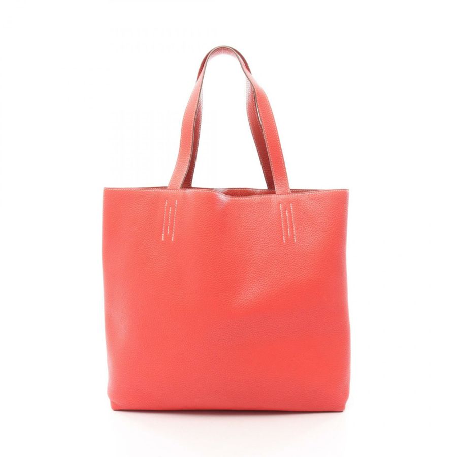 HERMES Doble Sense 45 托特包 R Taurillon Clemence Rouge duchesse Bougainvillea-5