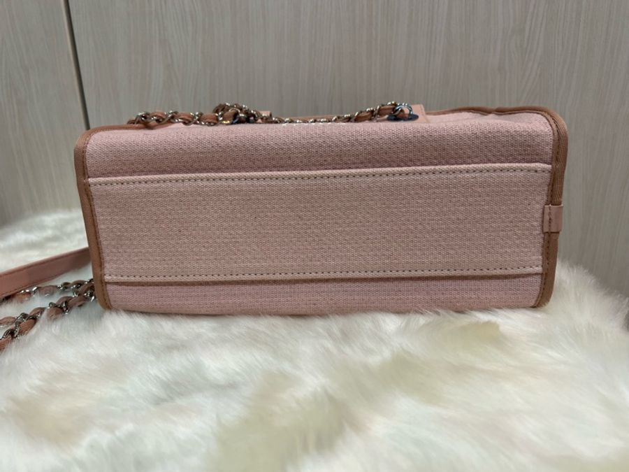 Chanel 絕版品 粉色 雙皮穿鍊肩帶 保齡球包 波士頓包 沙灘包(金屬有原膜)-6