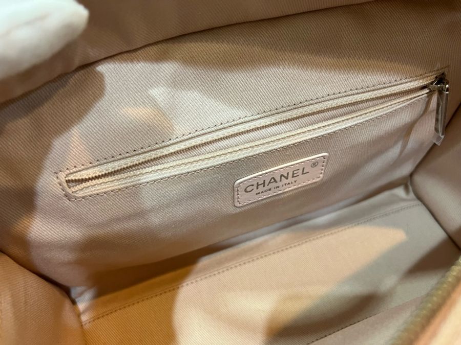 Chanel 絕版品 粉色 雙皮穿鍊肩帶 保齡球包 波士頓包 沙灘包(金屬有原膜)-9