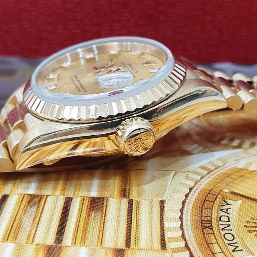 【大眾名錶】ROLEX勞力士 69178 Datejust 18K蠔式女錶 女紅蟳 金色十鑽面盤 大眾名錶B1300-6