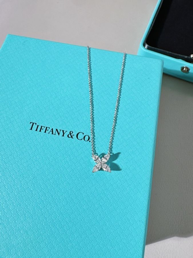 Tiffany蒂芙尼 Victoria系列 鉑金馬眼鑽石項鍊,中號-3