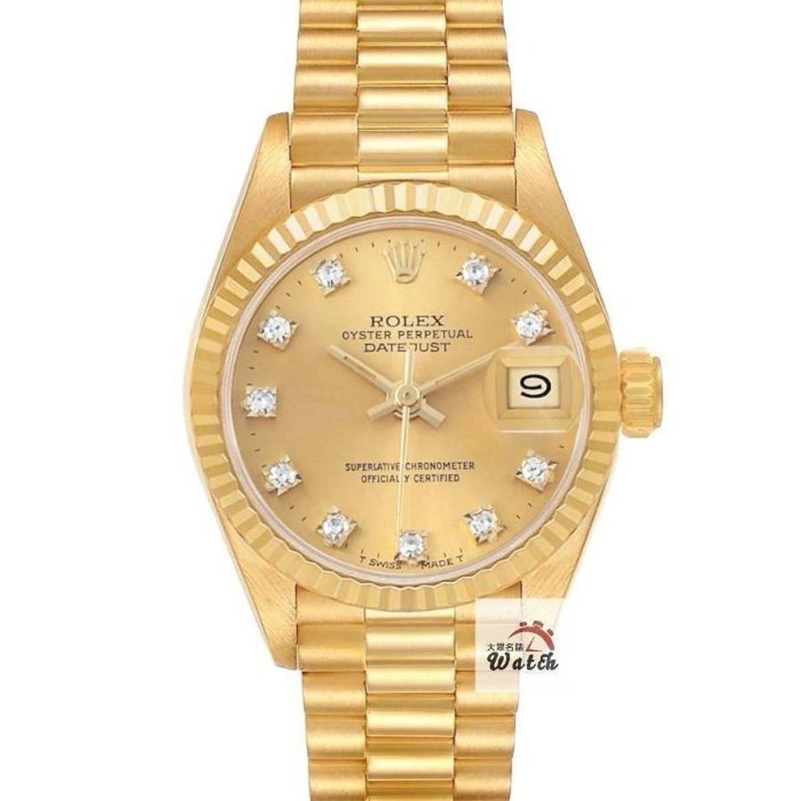 【大眾名錶】ROLEX勞力士 69178 Datejust 18K金蠔式 太陽圈 金色十鑽面盤 錶徑26mm 自動上鍊 18K金材質 大眾名錶G273-0