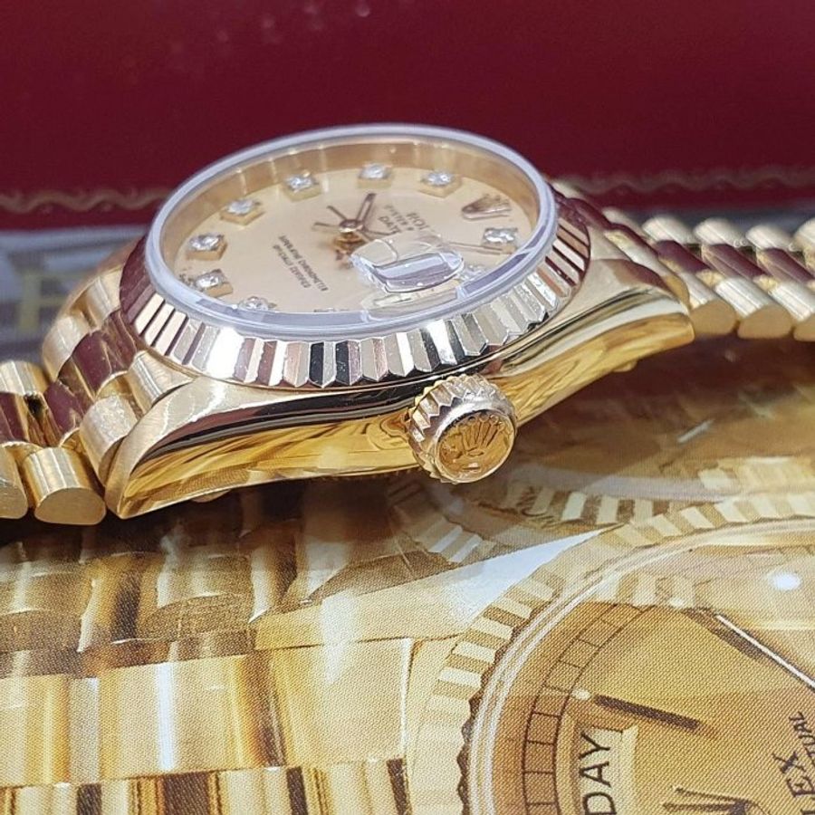 【大眾名錶】ROLEX勞力士 69178 Datejust 18K金蠔式 太陽圈 金色十鑽面盤 錶徑26mm 自動上鍊 18K金材質 大眾名錶G273-7