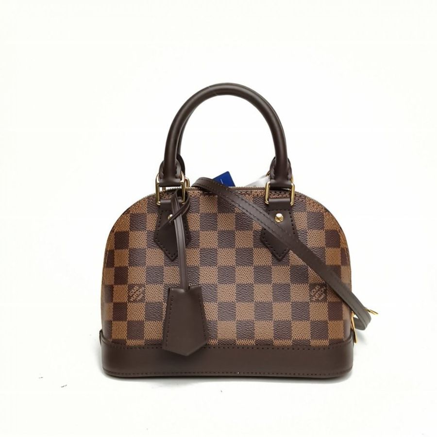 LOUIS VUITTON ALMA貝殼包BB棕色棋盤格PVC晶片肩背包-0