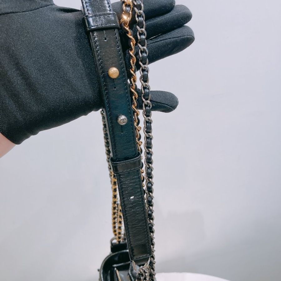 TW4892 Chanel 香奈兒 黑色限量編織流浪包 小號 毛呢千鳥Gabrielle Small Chain Bag Tweed Black x Sliver-12