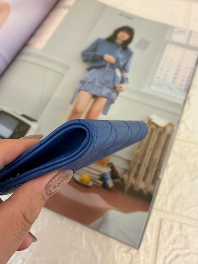 Chanel藍羊皮L型拉鍊鑰匙零錢包👛-7