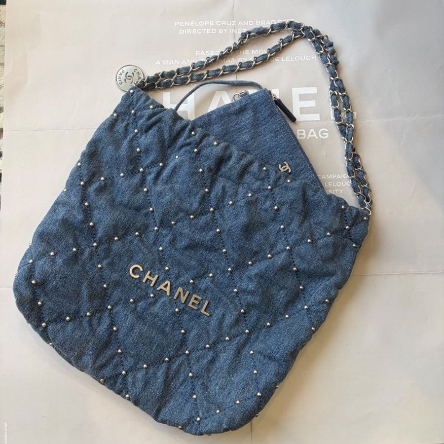 CHANEL 單寧鉚釘22包 小款-0