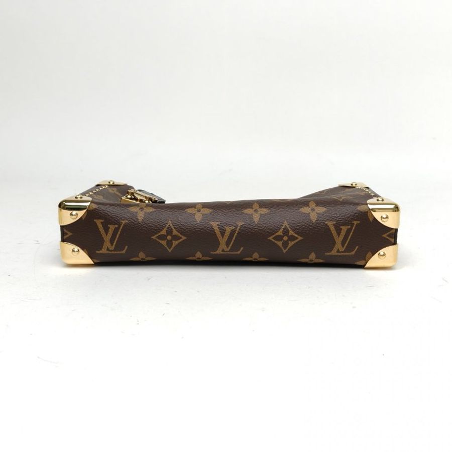 LOUIS VUITTON SlimTrunk橫版軟盒子包老花PVC金扣晶片肩背包-4