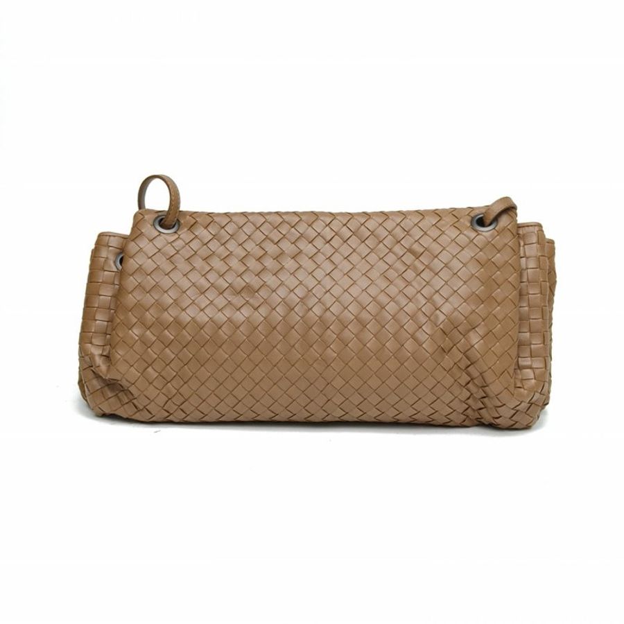 BOTTEGA VENETA 棕色牛皮斜挎包肩背包-2