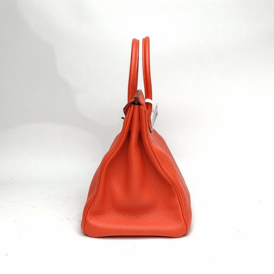 HERMES Birkin35D5天竺葵紅Togo皮框P銀扣肩背包-1