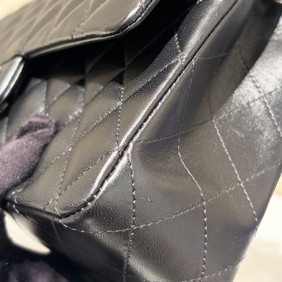 CHANEL CF 羊皮黑銀鍊25-11