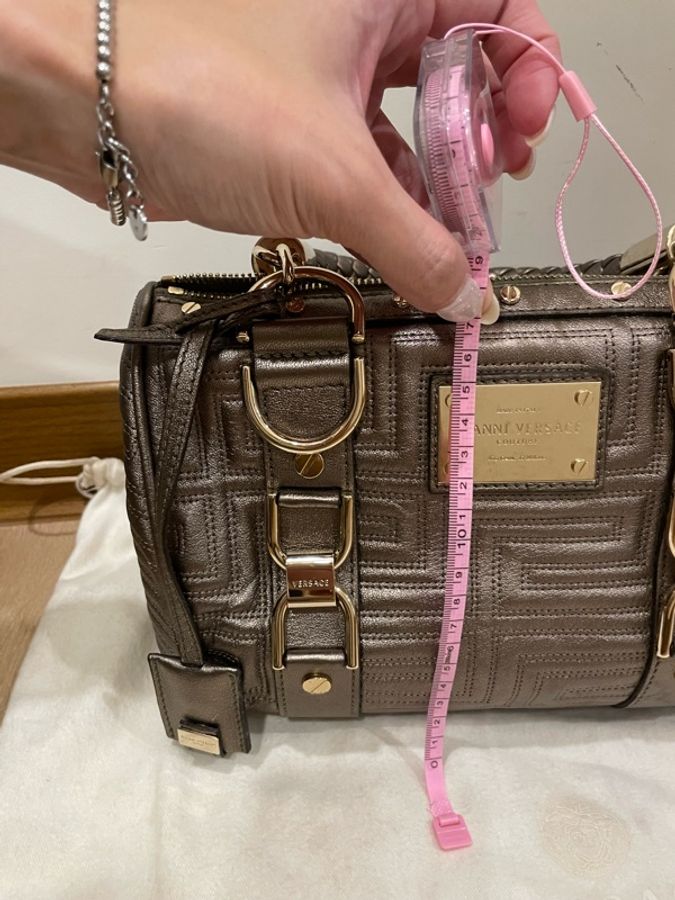 Gianni Versace 范思哲 Vintage 希臘迴紋壓紋手提包-4