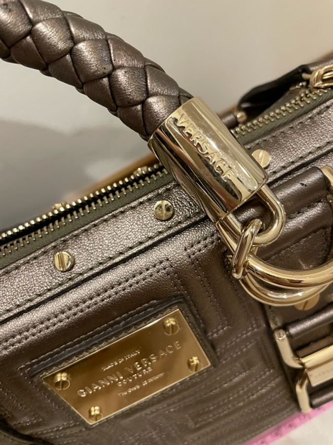 Gianni Versace 范思哲 Vintage 希臘迴紋壓紋手提包-5