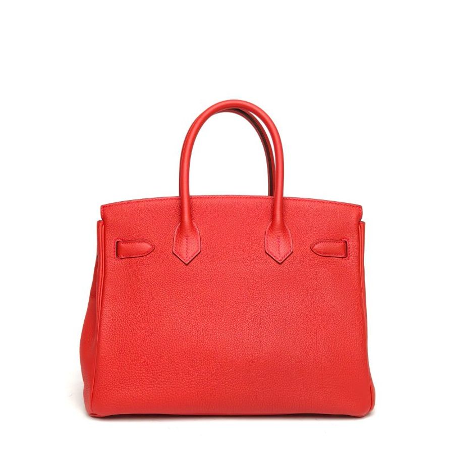 HERMES Birkin30番茄紅Togo皮X刻金扣肩背包-2