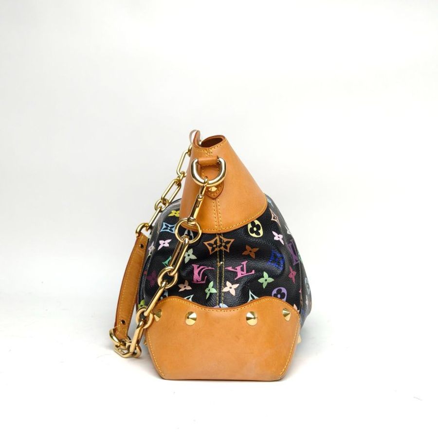 LOUIS VUITTON 中古Judy手提大號黑三彩PVC金扣肩背包-1