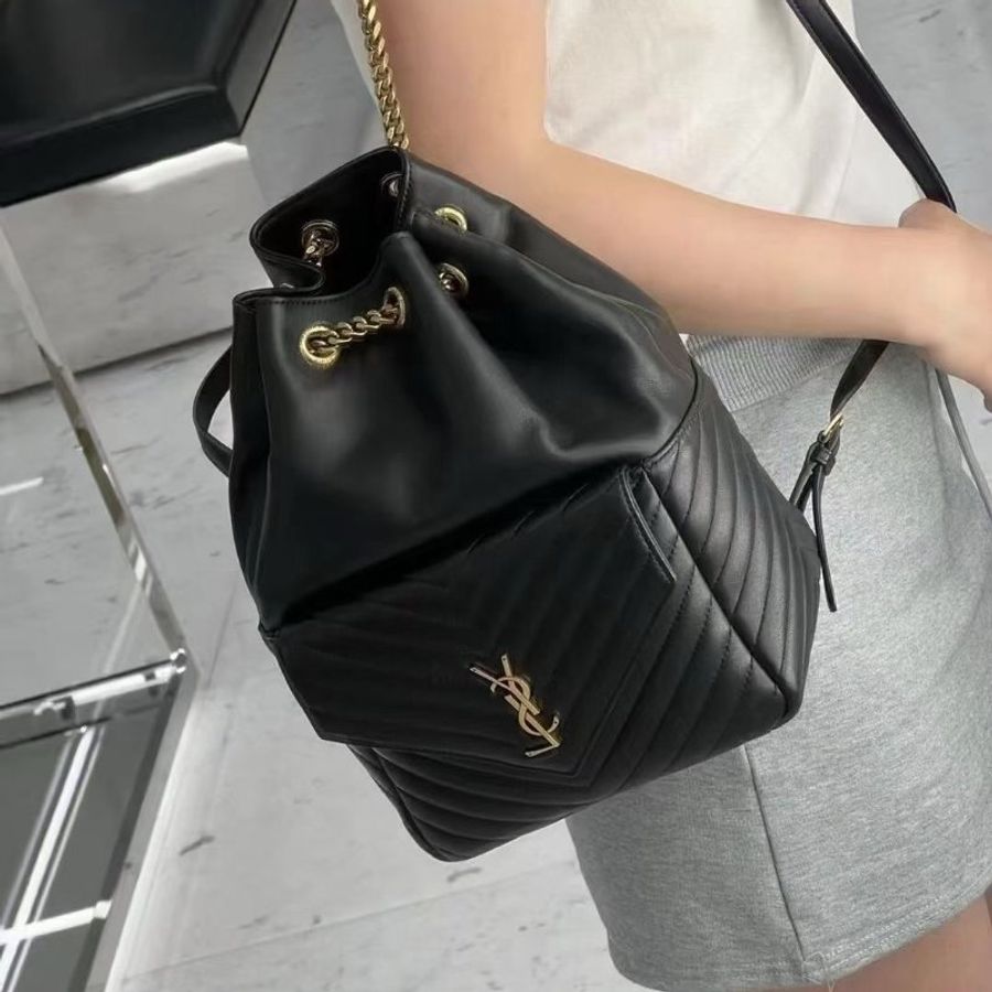 Ysl JOE水桶後背包 黑金 羊皮 19*29*13 98新配件塵袋-1