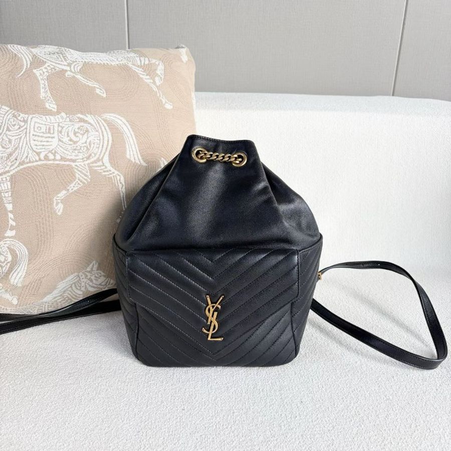 Ysl JOE水桶後背包 黑金 羊皮 19*29*13 98新配件塵袋-2
