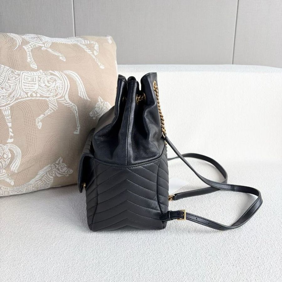 Ysl JOE水桶後背包 黑金 羊皮 19*29*13 98新配件塵袋-6