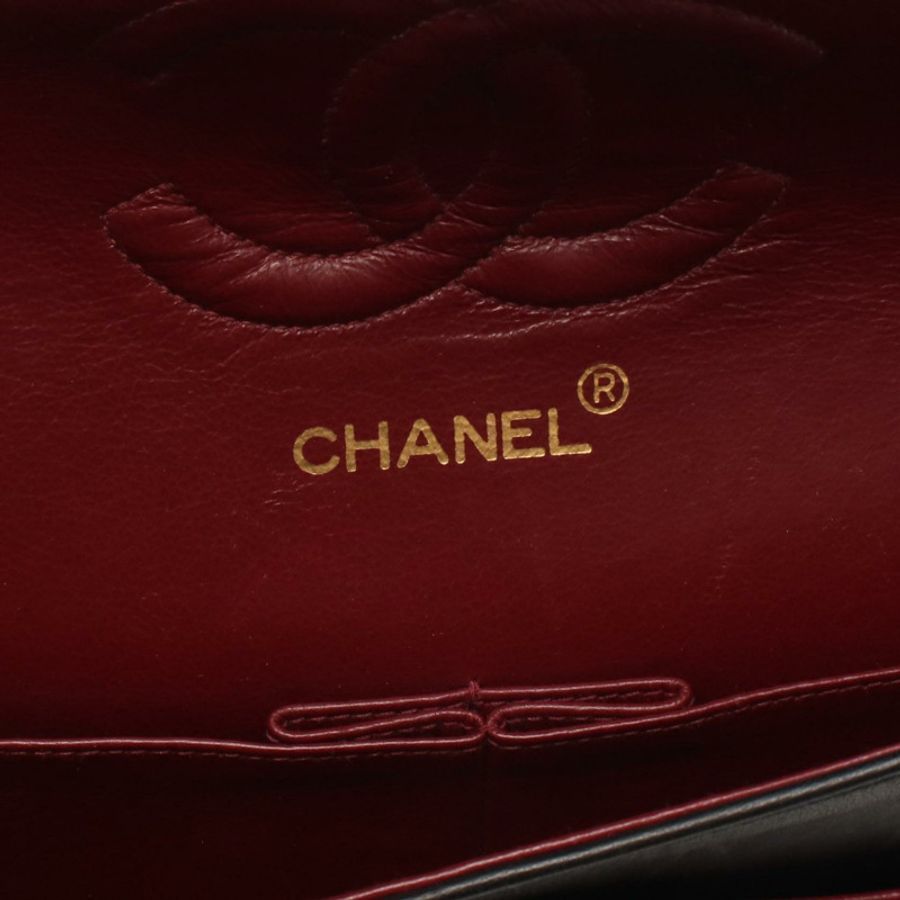 香奈兒 (CHANEL) 絎縫雙蓋鏈條肩背包,羊皮材質,黑色,金色五金,二手-3
