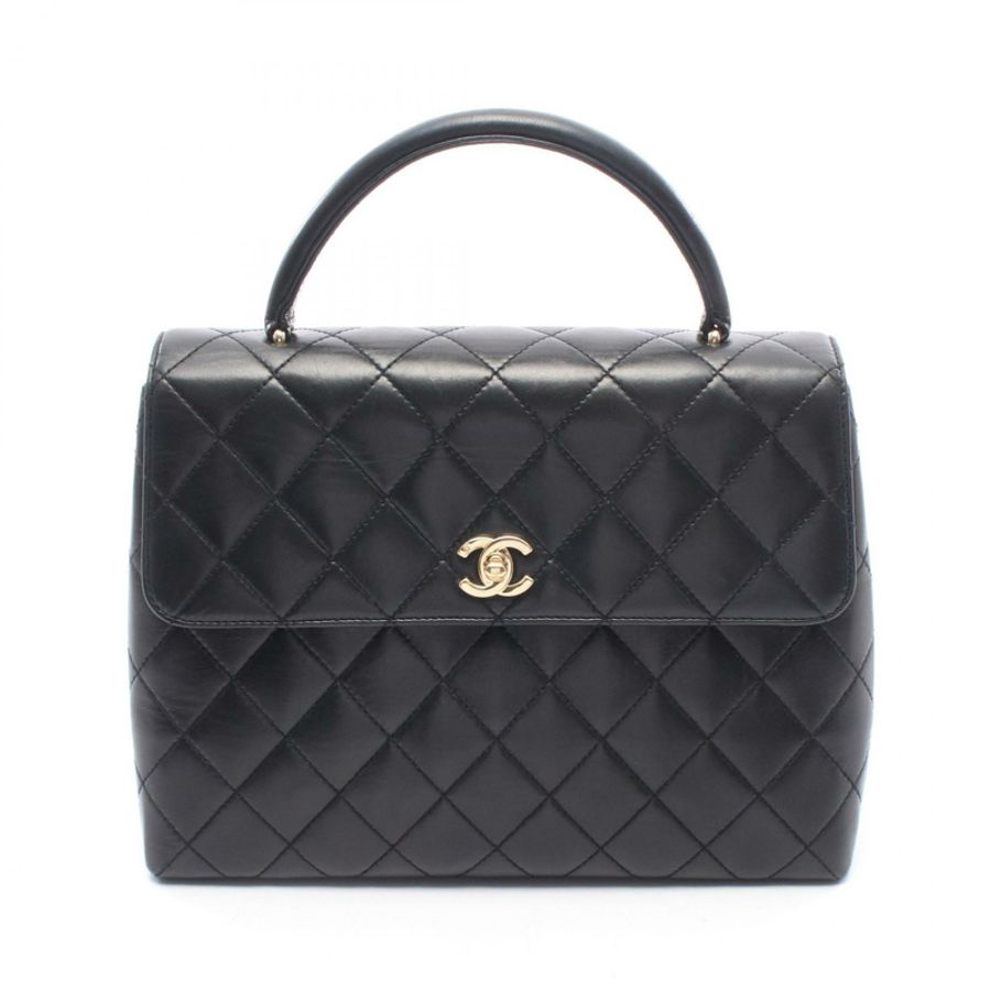 香奈兒 (CHANEL) Matelasse 手袋 A12397 羊皮黑金色五金二手女士 CC-0