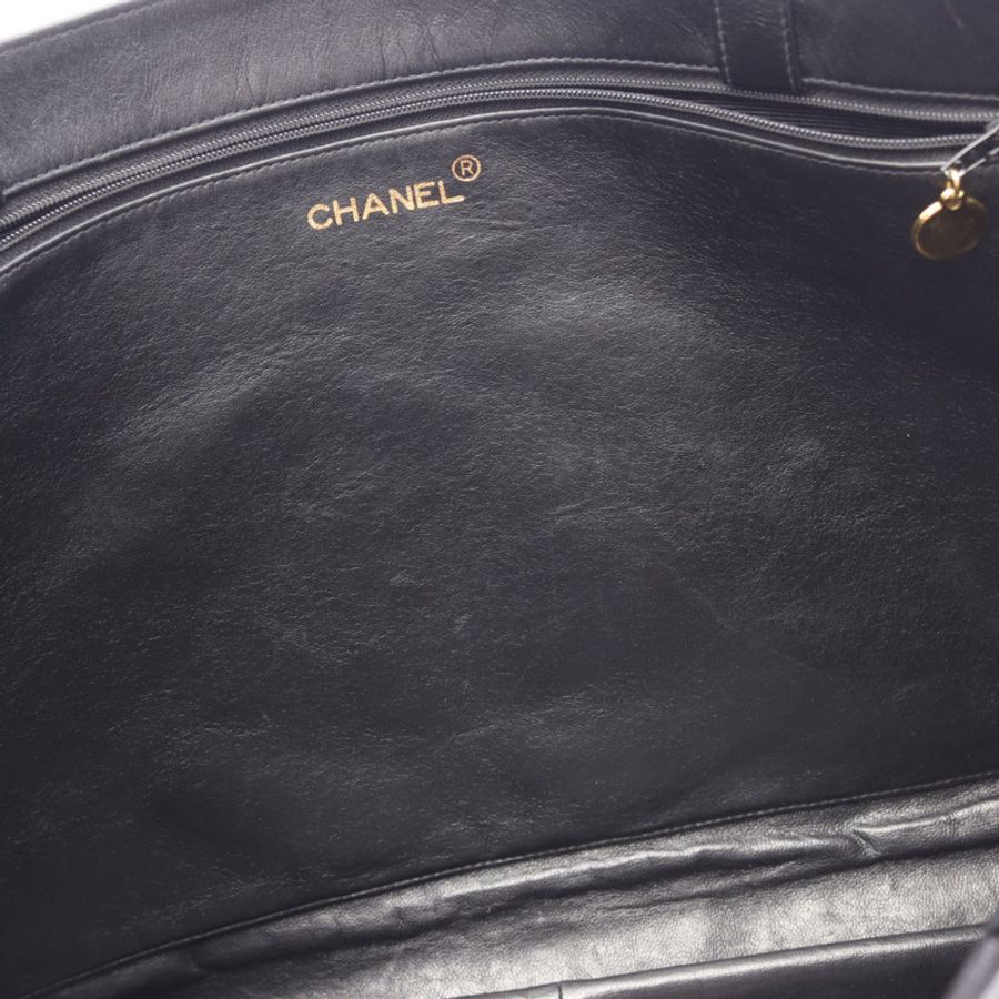 香奈兒 (CHANEL) 大號 COCO 標誌鏈手提單肩包,羊皮材質,黑色,金色五金,二手女款-6