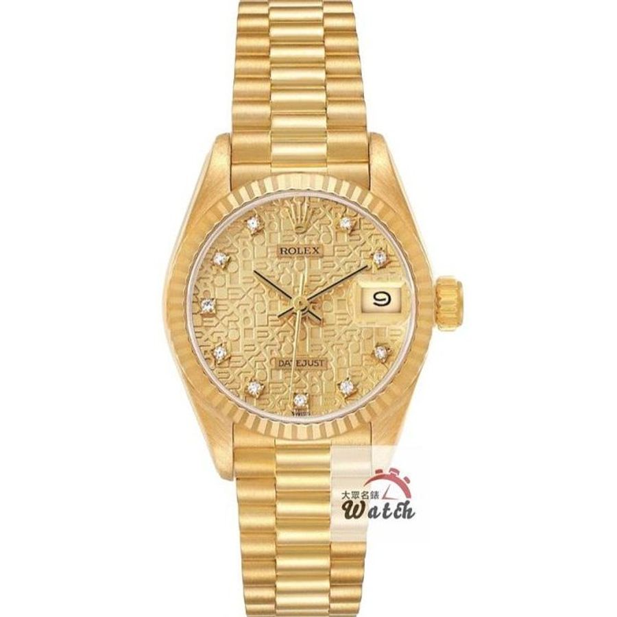【大眾名錶】ROLEX 勞力士 69178 Datejust 18K金女錶 金色十鑽紀念面盤 大眾名錶B1101-0