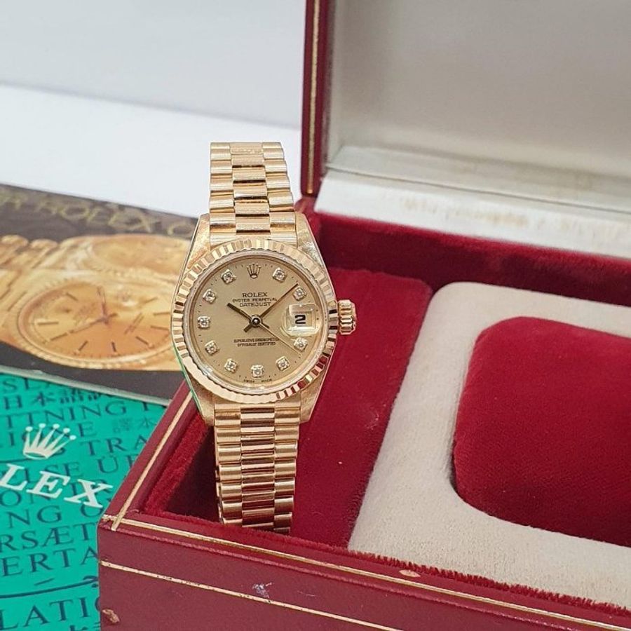 【大眾名錶】ROLEX 勞力士69178 Datejust 蠔式女錶 18K金 原廠錶帶未整理 新包台金色十鑽面盤 底蓋原廠貼紙 大眾名錶B1277-2