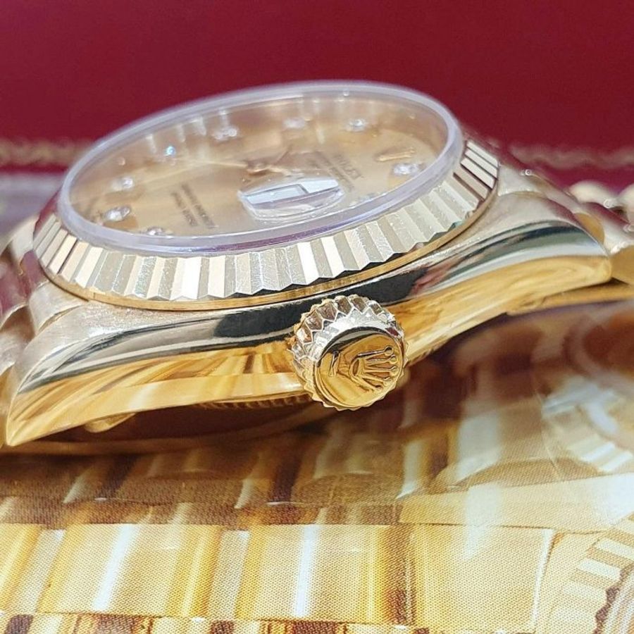 【大眾名錶】ROLEX勞力士 69178 Datejust 18K蠔式女款 金色十鑽面盤 台灣公司貨 錶徑26mm 自動上鍊 大眾名錶G270-8