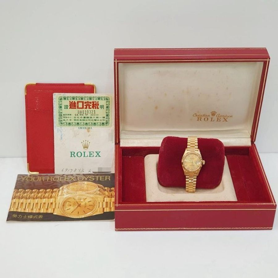 【大眾名錶】ROLEX勞力士 69178 Datejust 18K蠔式女款 金色十鑽面盤 台灣公司貨 錶徑26mm 自動上鍊 大眾名錶G270-9