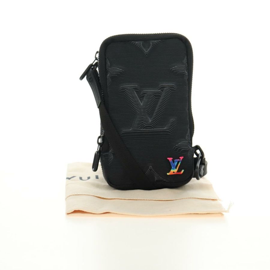 【日本直送】路易威登 3D Monogram 雙手機袋 黑色 M80141 LV 正品 183059M-11