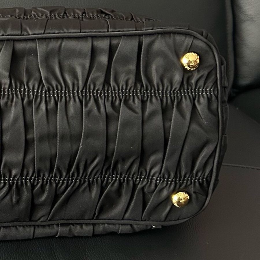 Prada 普拉達 黑色 尼龍 褶皺 手提包 附件:肩帶-4