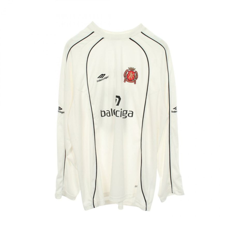 BALENCIAGA PARIS 足球網眼技術球衣 #2 聚酯纖維 白色 BK 二手-0
