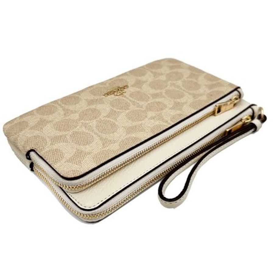 【全新】COACH C LOGO長夾式雙層大手拿包/零錢包(蕎麥白)-3