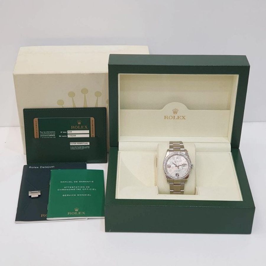 【大眾名錶】ROLEX勞力士 116244 Datejust 蠔式日誌 原廠鑽圈 銀色花朵數字面盤 大眾名錶B1339-9