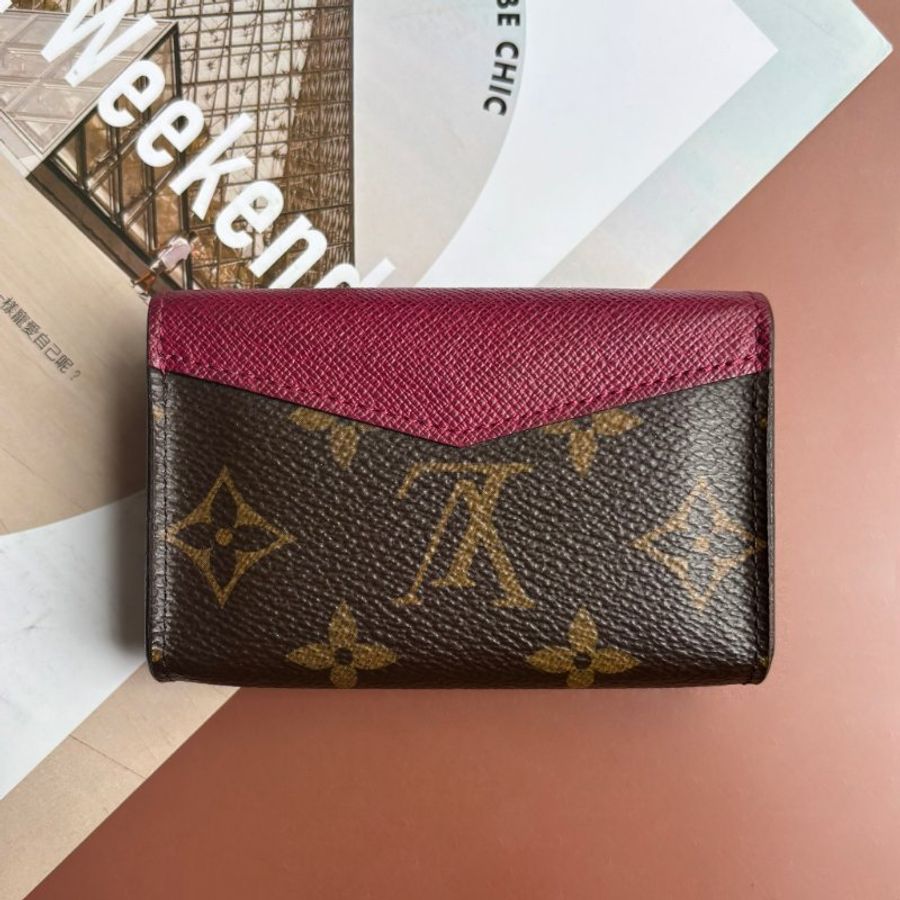 停產款式 ::LOUIS VUTTION:: LV M61273 Sarah Multicartes 經典花紋拼紅色皮革釦式風琴卡包-1