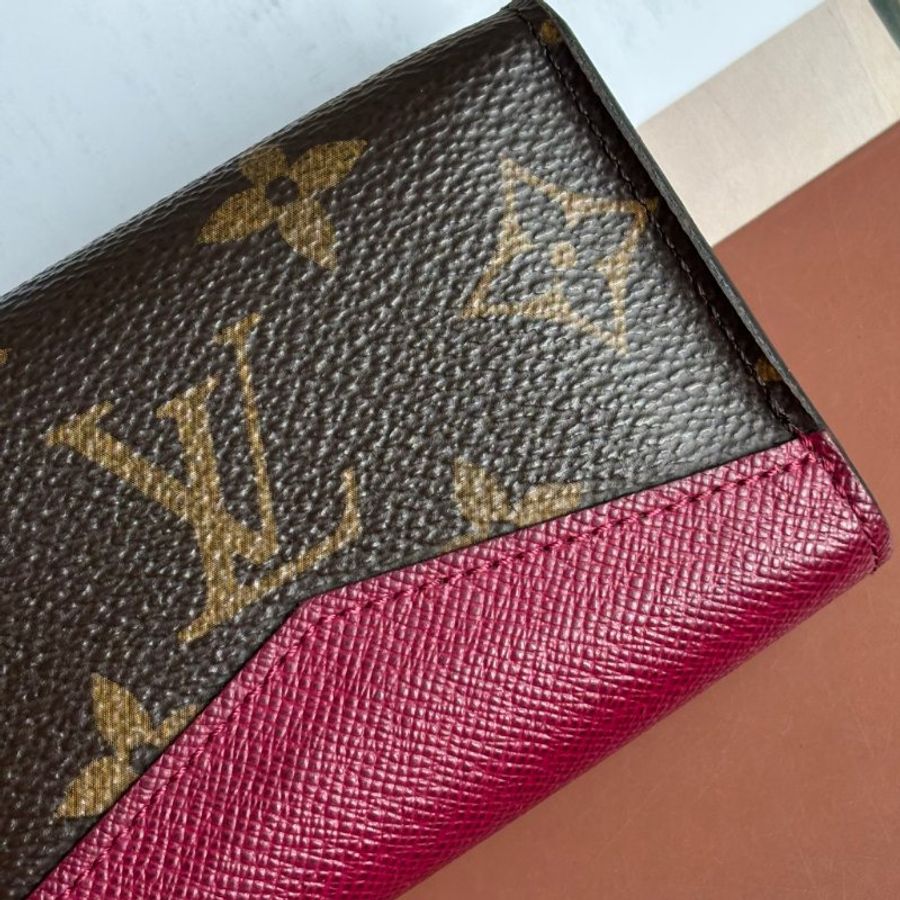 停產款式 ::LOUIS VUTTION:: LV M61273 Sarah Multicartes 經典花紋拼紅色皮革釦式風琴卡包-2